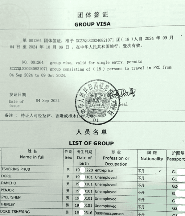 Tibet group visa