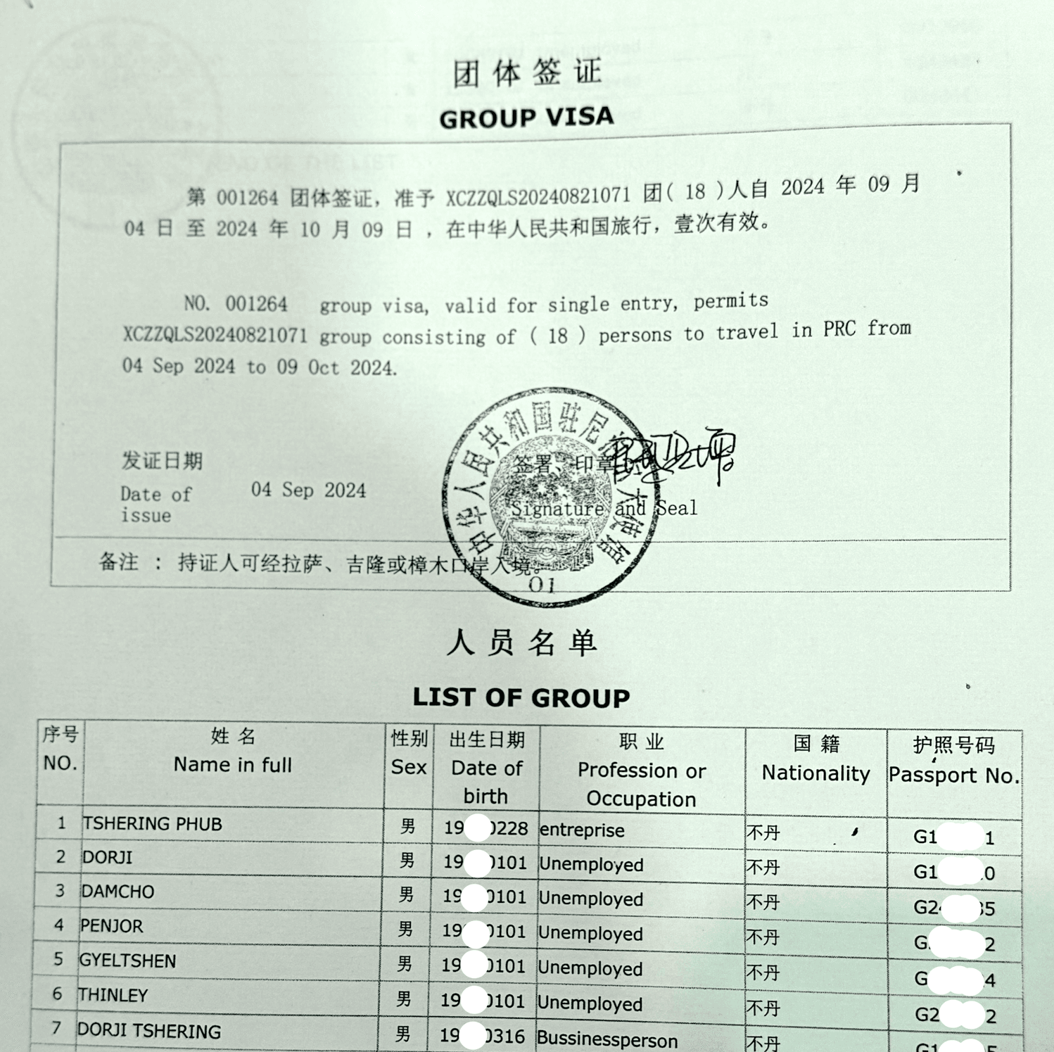 Tibet group visa