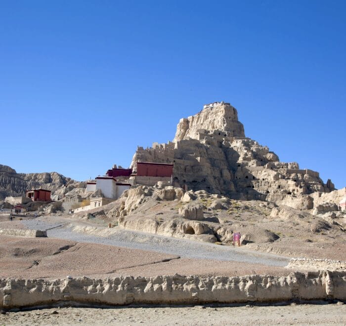 Ancient ruins under clear blue sky