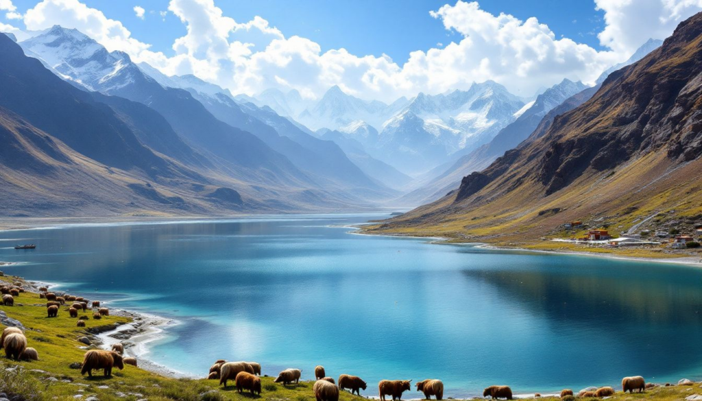 A scenic view of Tibet, showcasing its majestic mountains and landscape, relevant for Indian passport holders looking to obtain a Tibet permit.