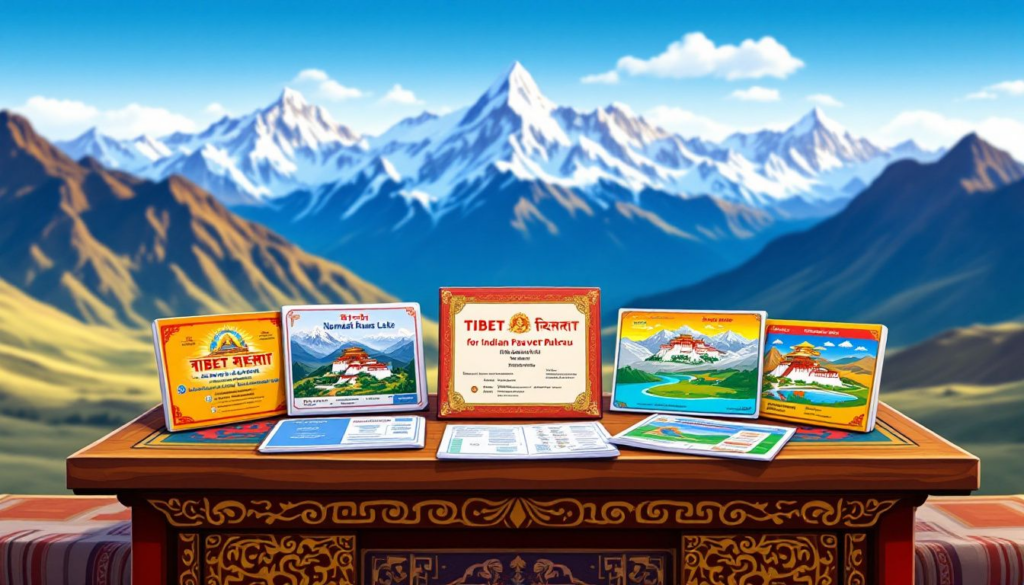 An illustration depicting the various types of Tibet travel permits, including the Tibet permit for Indian passport holders.